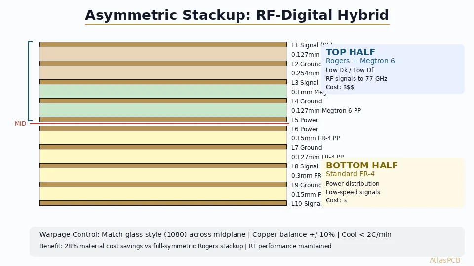 Asymmetric PCB Stackups