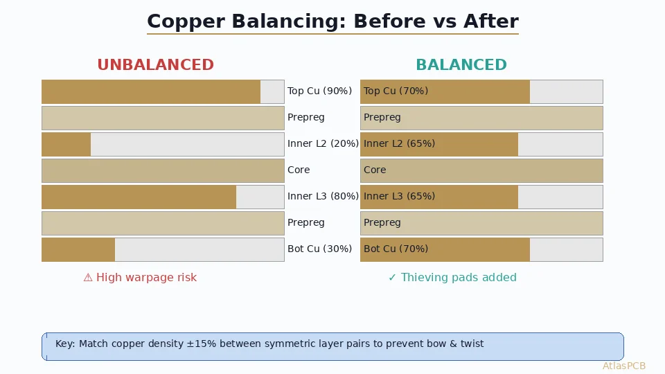 Copper Balancing and Thieving for PCB