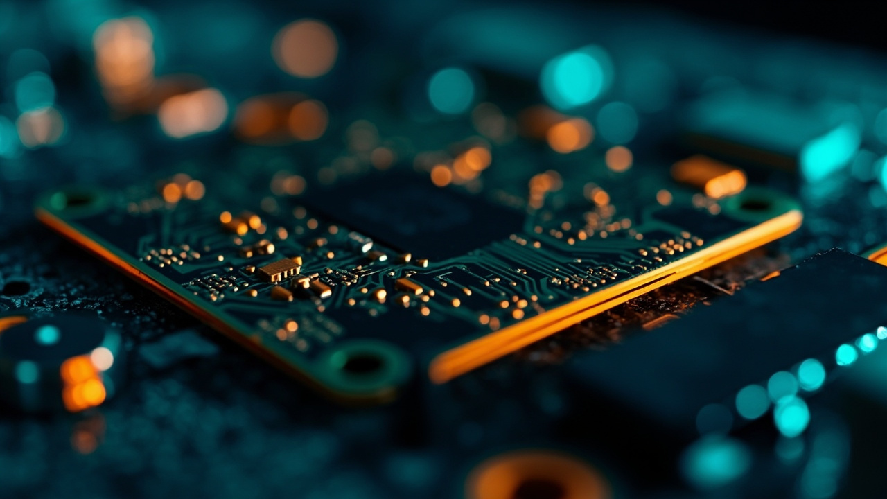多层刚性PCB板特写，可见走线和过孔